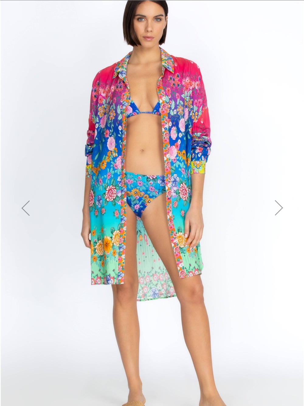 Johnny Was RAINBOW MIDI SHIRT DRESS - Picture 3 of 12